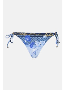 Buy Women Floral Print Tie Side Bikini Bottom, Blue Combo in UAE