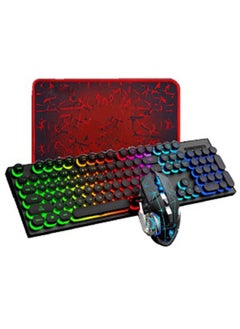 Buy 104 Key Wired Keyboard Mouse Combo Cool Rainbow Color Backlight Retro Punk Style Suspended Keycaps For Office Pc Gaming in UAE