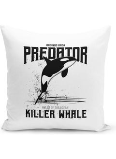 Buy Whale Themed Decorative Throw Pillow White/Black 40x40cm in UAE