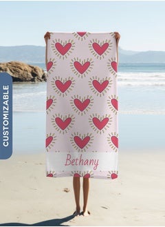 Buy Personalised Beach Towel -Heart Beach Towel(90x180cm) in UAE