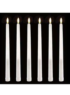 Buy LED Taper Candles with Remote, 6 Pcs 28cm Long LED Flameless Flickering Window Candles Battery Operated White Candle for for Home, Restaurant, Wedding in Saudi Arabia