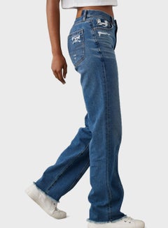 Buy Ripped Straight Fit Jeans in UAE