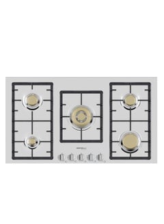 Buy Gas hob 90cm 5 brass burners cast iron pan support - auto ignition 1 triple ring burner - front knob Made in Italy in Saudi Arabia