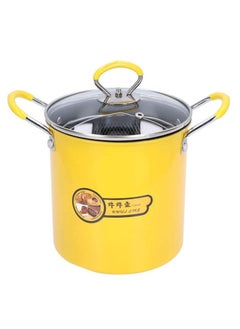 Buy Mini Deep Frying Pot with Stainless oil filter Basket with a Lid- 3L Yellow in Egypt