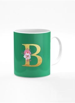 Buy Stylizedd Designer Printed Coffee Mug 11oz Ceramic Personalised Gift Mugs Cup -Custom Monogram Initial Letter Floral Pattern Alphabet - B ( Dark Spring Green ) in UAE