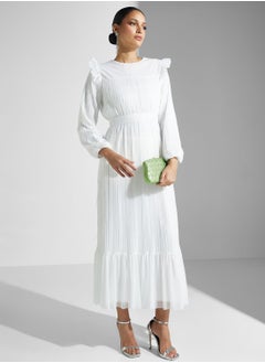 Buy Pleated Dress With Ruffle Hem in UAE