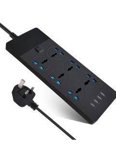 Buy Power Strips Extension Cord 6 Outlets, Plug Adapter with 4 USB Ports Surge Protector, Charging Socket with 2M Bold Extension Cord in UAE