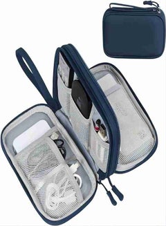 Buy Electronic Organizer, Travel Cable Bag Pouch Accessories Carry Case Portable Waterproof Double Layers Storage for Cable, Cord, Charger, Phone, Earphone, Medium Size, Dark Blue in Saudi Arabia