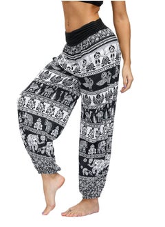 اشتري Yoga Pants - Women's Harem Pants, High Waist Yoga Boho Trousers, Lightweight Breathable Hippie Pants, Casual Loose Print Beach Pants for Women في السعودية