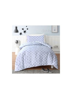 Buy 2-Piece Stars Comforter Set Includes 1xComforter 220x160cm, 1xPillow Case 75x50cm Silver in UAE