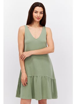 Buy Women Solid Mini Dress, Olive in Saudi Arabia