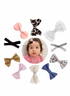 اشتري Baby Girls Flower Hair Clips, 10 PCS Bow Hair, Barrettes, Fully Lined Alligator for Infants Toddlers School في الامارات