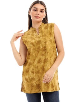 Buy Andora womens Sleeveless V-Neck Tie Dye Top - Dark Mustard Blouse in Egypt