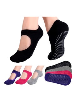 اشتري Non Slip Grip Yoga Socks for Women Skid Pilates, Ballet, Dance, Barefoot Workout(4 PCS) في الامارات