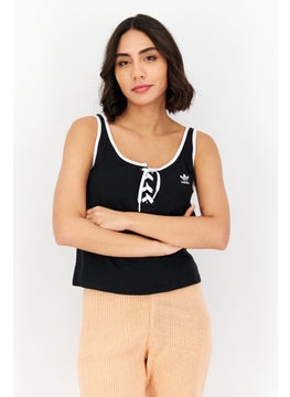 Buy Women Plus Size Brand Logo Tank Top, Black in UAE