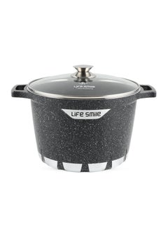 اشتري 28cm (11 Liter) Stock Pot Granite Deep Cooking Pot With Glass Lid 100% PFOA Free, Fixed Handle Multi Layer Non-Stick Granite Coating oven safe & Scratch Resistant في الامارات