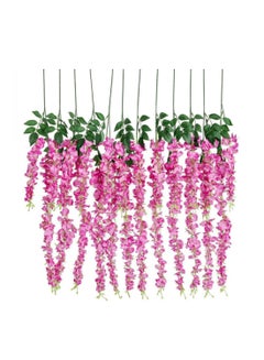 Buy 12-Pcs Artificial Silk Wisteria Vine Ratta Silk Hanging Flower in UAE