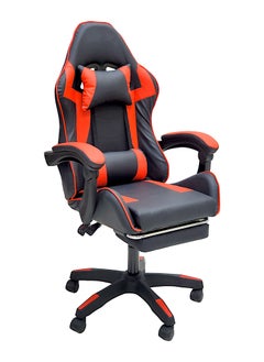 اشتري SBF High Back Gaming Chair with Footrest - Premium Leather, Padded Armrests, Adjustable Height, Headrest Cushion & Reclining Backrest, Swivel Office Computer Chair, Red Black في الامارات