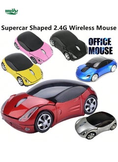 Buy 1pc Unique Sports Car Shaped Wireless Mouse, Mini Supercar Designed Wireless Optical Mouse, Ergonomic Design 1600DPI Wireless Gaming Mouse, 2.4GHz Wireless Office Mouse With LED Headlights, USB Receiver, Powered By 2xAAA Batteries (Not Included), Suitable For PC, Tablet, Ideal Gift in UAE