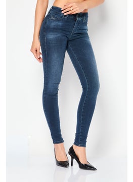 Buy Women Super Slim Skinny Fit Wash Stretchable Jeans, Navy in UAE