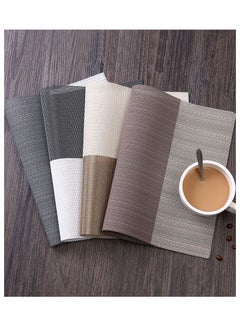 Buy Placemats,Table Place Mats for Kitchen Dining, Heat-Resistant Anti-Skid Stain Washable PVC Table Mats, Easy to Cleaning Woven Vinyl Dinner Mats30X45CM (4 Pack) in Saudi Arabia