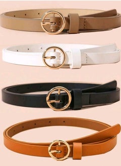 Buy 4pcs/set Women's Multi-color Round Buckle Thin Belt SHEIN in Egypt