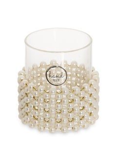 اشتري Maha Beaded Candle Holder, White - 7X7.5 Cm في الامارات