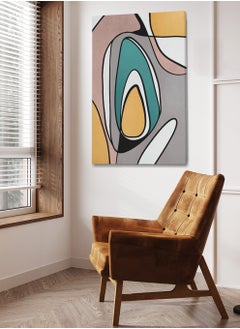 Buy Framed Canvas Wall Art Stretched Over Wooden Frame with Colourful Shapes Abstract Painting in Saudi Arabia