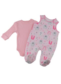 Buy Girls' quilted dungaree printed with  bear in Egypt