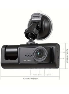 اشتري 3 Channel Dash Cam, Dashcam Three Way Triple Car Camera with IR Night Vision,  Loop Recording & 2" IPS Screen 1080P Dash Cam Front and Rear Inside, (3 camera with 32G) في الامارات
