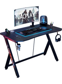 Buy Gaming Desk Gaming Desk for Gamers Gift Idea PC Computer Desk Home Office Desk Workstation with Carbon Fiber Surface Gaming Table with Headphone Hook and Cup Holder in Saudi Arabia