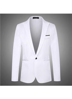 اشتري Suit Mens Business Casual Single Button White Suit Korean Style Slim Fit Plus Size Professional Dress Groom Dress Fashion White في الامارات