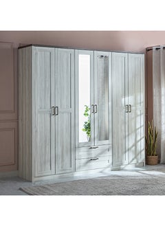 Buy Angelic 6-Door Wardrobe with 2 Drawers 55 x 220 x 240 cm in Saudi Arabia