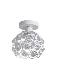 Buy Becailyer Semi Flush Mount Ceiling Light Fixture, Antique Black Metal Crystal Chandelier Lamp, Indoor Lighting for Bathroom Fixture Foyer Ceiling Fixture Hallway Lighting Fixture (White) in Saudi Arabia