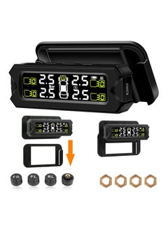 اشتري TPMS Tire Pressure Monitoring System Adjustable And Removable Solar Tire Pressure Monitor With 6 Alarm Modes And Real-Time Auto Detection For Car 22-87 Psi في الامارات