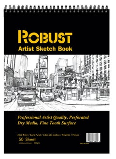 اشتري Robust 400 series A3 (11.75"x16.5") Sketchbook,100sheets Sketch Pad,180gsm drawing notebook, Dry and Wet Media, Drawing Book for kids, Spiral Bound Artist sketch paper, Acid-Free art Book في الامارات