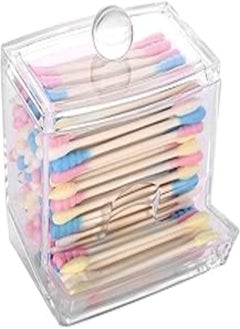 Buy ROSELIFE Cotton Swab Holder, Q Tip Holder Dispenser Acrylic Cotton Ball Swab Box, Q Tip Holder Organizer, Cosmetic Countertop Container with Lid for Bathroom & Vanity, Dressing Table, Clear, 1 Pack in Egypt