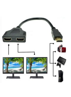 Buy 1080P HDMI Switch Male to 2 HDMI Female 1 in 2 Out Splitter Black Cable Adapter Converter for DVD Players/PS3/HDTV/STB and Most LCD Projectors(HDMI Cable) in Saudi Arabia