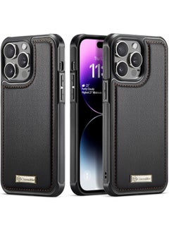 Buy CaseMe Phone Case Compatible with IPhone 14 Pro Max Luxury PU Leather Back Cover Cover Magnetic Wireless Charging Compatible with IPhone 14 Pro Max (Black) in Egypt