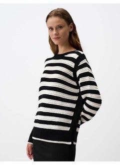 Buy Crew-Neck Line Patterned Openwork Sweater in Egypt