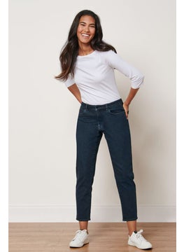 اشتري Women Tapered Fit Textured Stretchable Jeans, Navy في الامارات