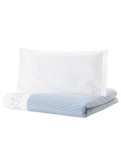 Buy Duvet Cover 1 Pillowcase For Cot, Striped/Blue, 110X125/35X55 Cm in Saudi Arabia