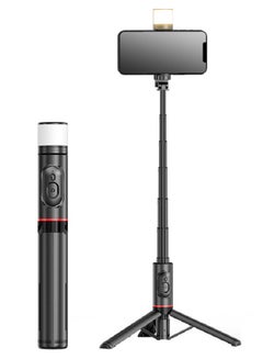 اشتري Selfie Stick with Light Extendable Selfie Stick/Tripod Stand With Remote,Black في السعودية