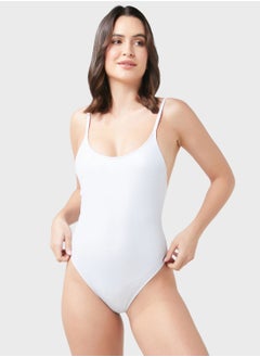 Buy Scoop Neck Knitted Swimsuit in Saudi Arabia