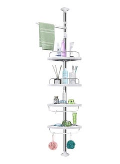 Buy 4-Tier Wall Mounted Multifunctional Bathroom Storage Rack and Hanger white in Saudi Arabia