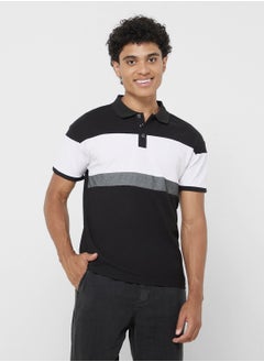 Buy Men'S Polo Colorblock Short Sleeve T-Shirt in UAE