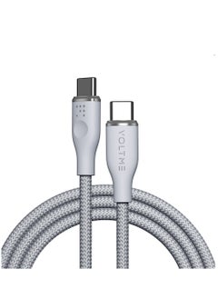 Buy USB C to USB C Cable, Powerlink Rugg Double Nylon Fast Charging Cord 1.8m, 60W Power Delivery PD Charging for iPhone 15 series, MacBook Pro 2020, iPad Pro 2020, Switch, Samsung S23 Plus, (Grey) in UAE