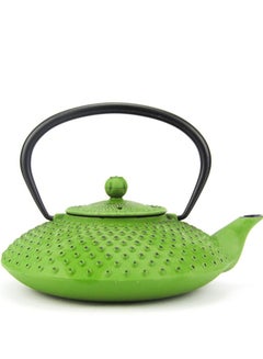 Buy Durable Coated with Enamel Interior Cast Iron Teapot with Stainless Steel Infuser for Brewing Loose Tea Leaf  (green) 1.2L in UAE