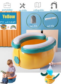 Buy Portable Potty Toilet Seat for kids, Toddlers Kids Folding Training Toilet Chair Toilet Potty Chair Travel Potty Indoor Outdoor with Storage Travel Bag (Yellow) in Saudi Arabia