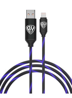 Buy Lightning Cable with LED Blue Light Flowing 1m, iPhone Charging Cable 2.4A, Data Transfer Charging Cable, Reinforced Braid in UAE